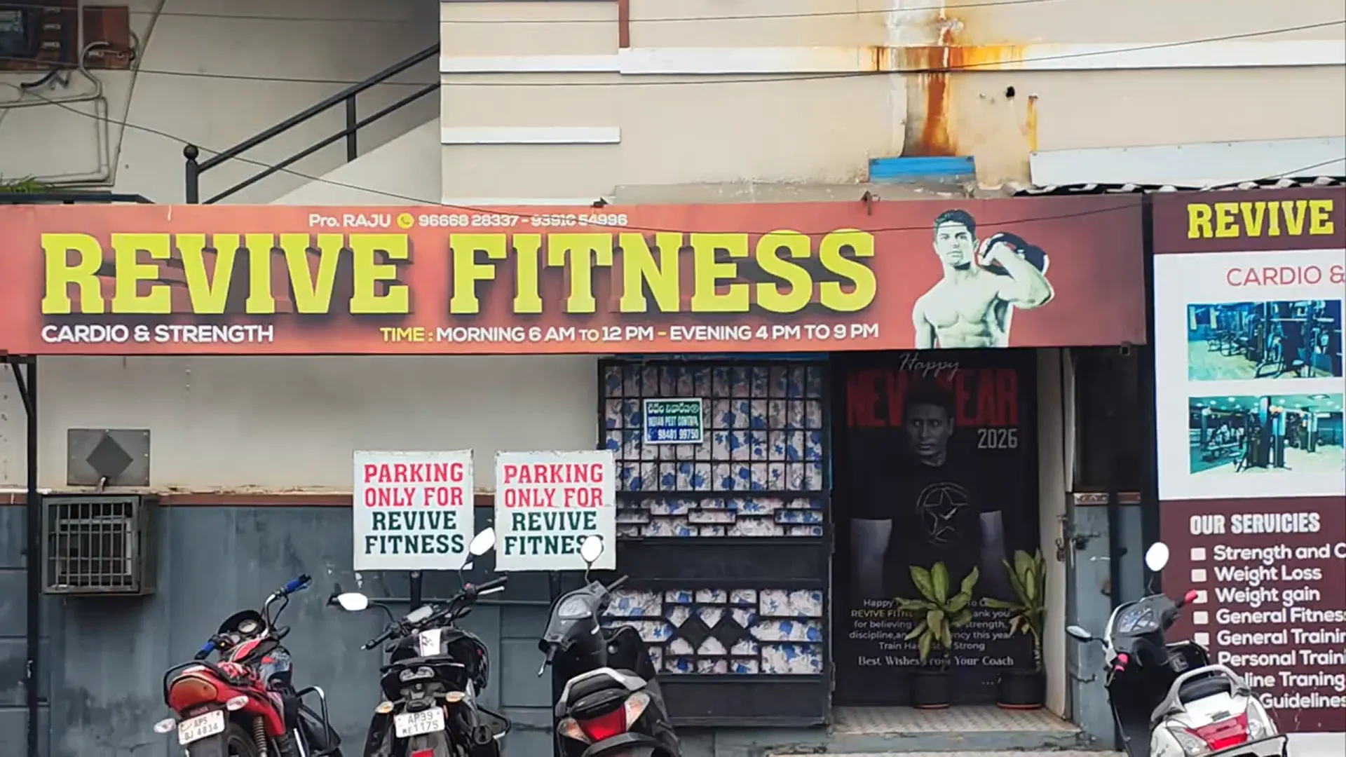 Revive Fitness Club building exterior, Sambhamurthy Nagar, Kakinada