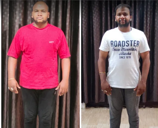 Revive Fitness Club member transformation, strength gain result, Kakinada